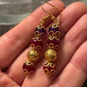 Love Anarchy Valentine’s • Ruby Amethyst Gold Lava Rock • Artisan Earrings NWT